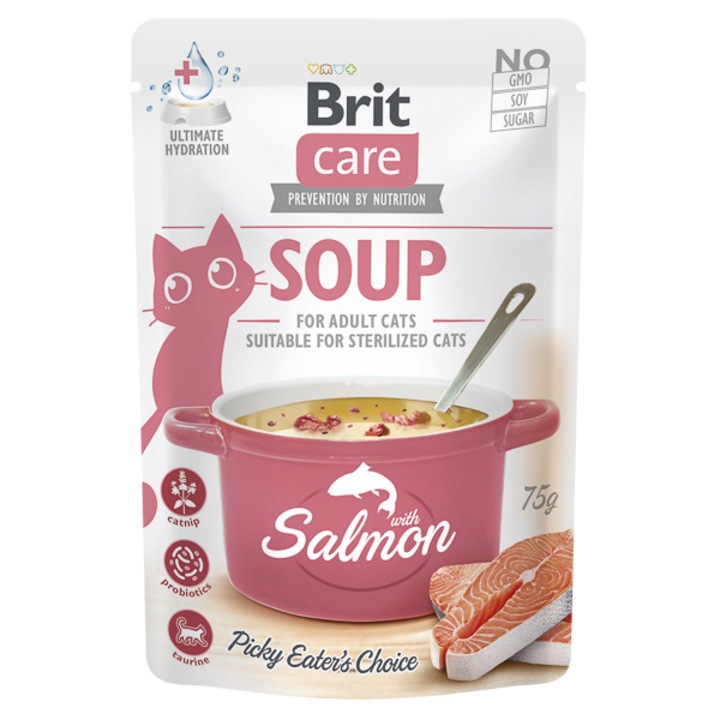 Set Hrana Pisica Brit Care Cat Soup with Salmon 15x75 g