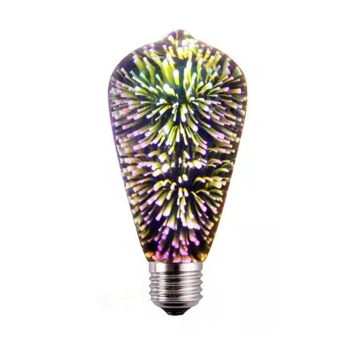 Декоративна LED крушка 3D многоцветна E27 10x10x10см