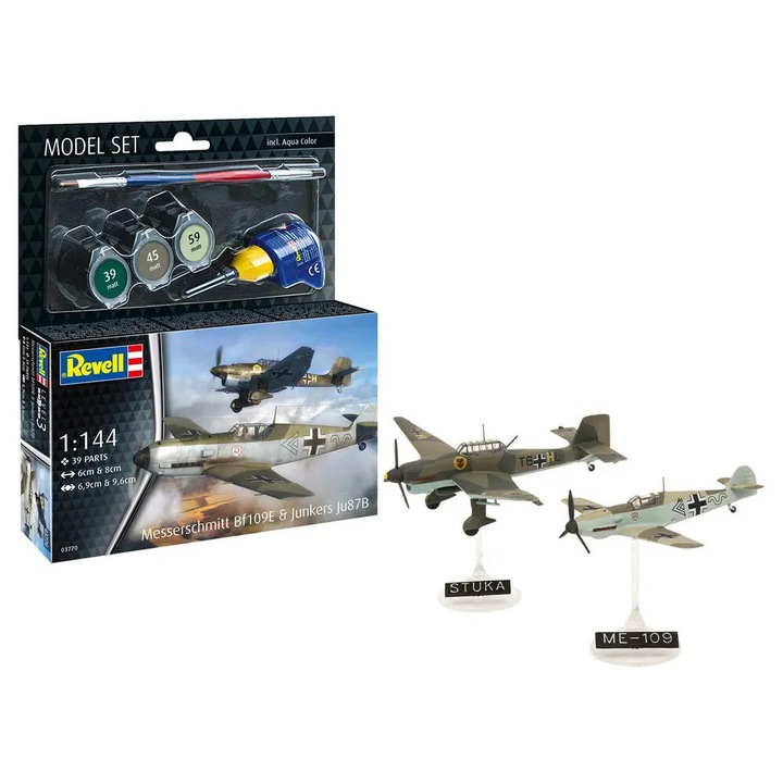 Revell repülőgépmodell készlet, Messerschmitt Bf109E és Junkers Ju87B, 39 komponens, összeszereletlen