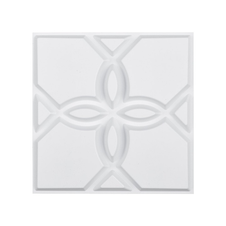 Panouri de perete 3D, Pachet 33, Dimensiune 30x30 cm, Material PVC, Acoperire 32 mp, Motiv Floral, Culoare Alb