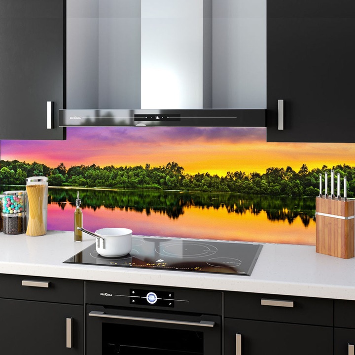 Комплект от 2 декоративни панела от закалено стъкло за кухня, защита за печка, защита срещу пръски, oct017 200x60cm