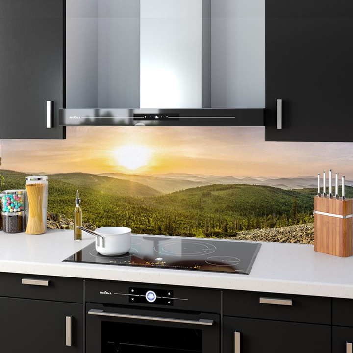 Комплект от 2 декоративни панела от закалено стъкло за кухня, защита за печка, защита срещу пръски, oct022 200x60cm