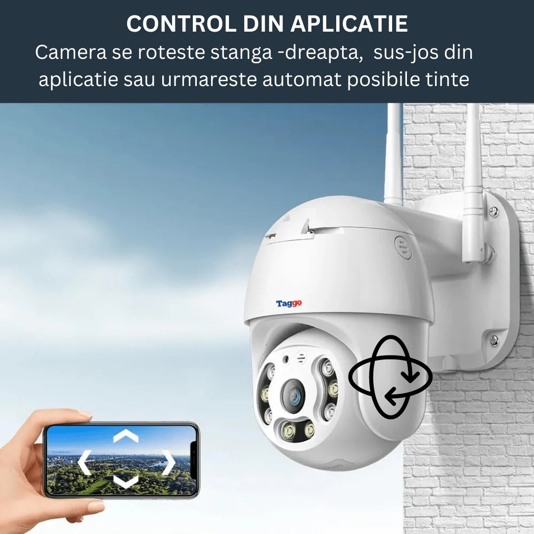 Camera Supraveghere WIFI, 5MP, Rezistenta La Apa, Rotire 360, Detectie Forma Umana, Notificare pe telefon