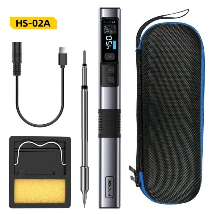 Ciocan de lipit 100W, afisaj digital, USB-C, 1.2m, FNIRSI HS-02A, pachet Standard