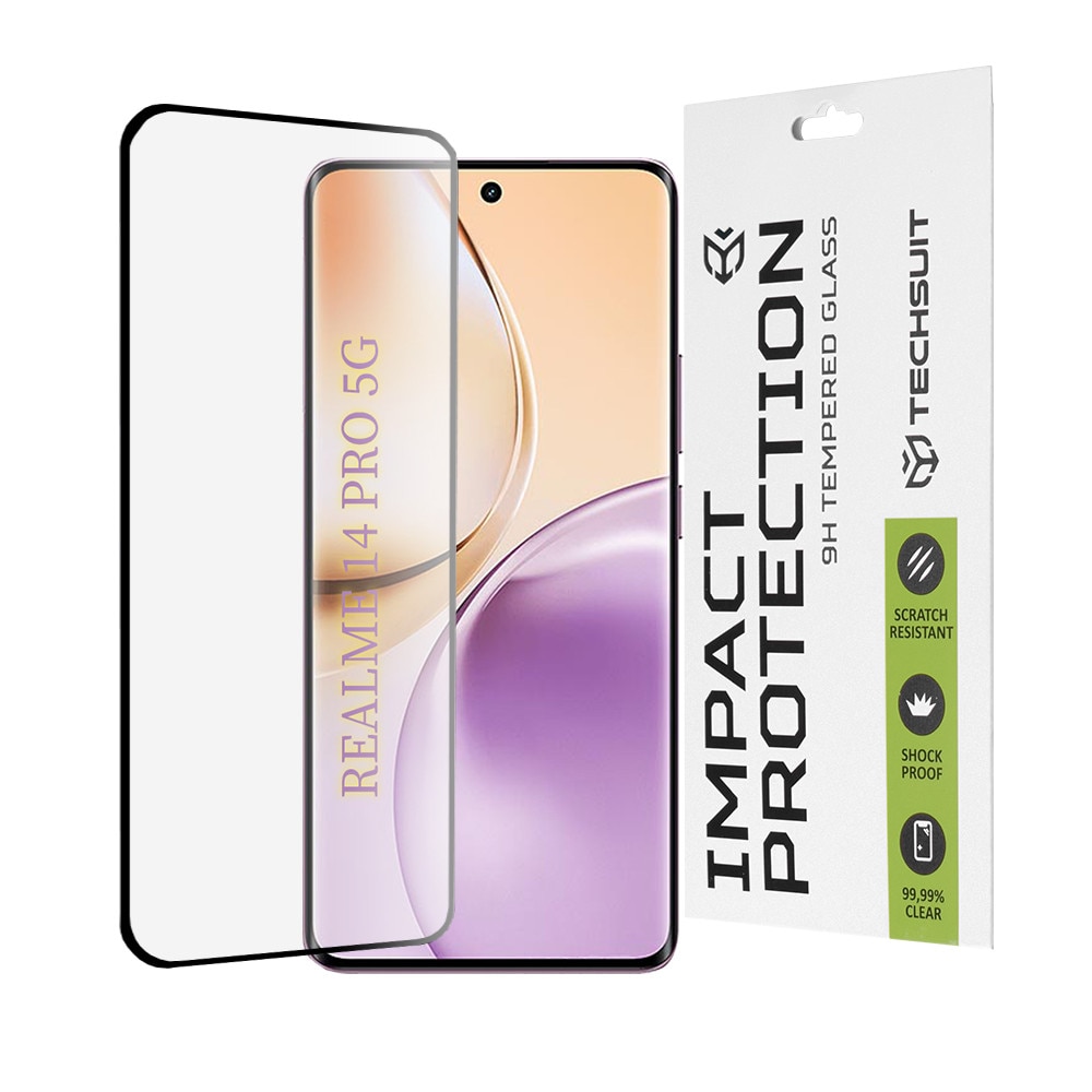 Folie pentru Realme 14 Pro - Techsuit 111D Full Cover / Full Glue Glass / 3D Curved Screen - Black