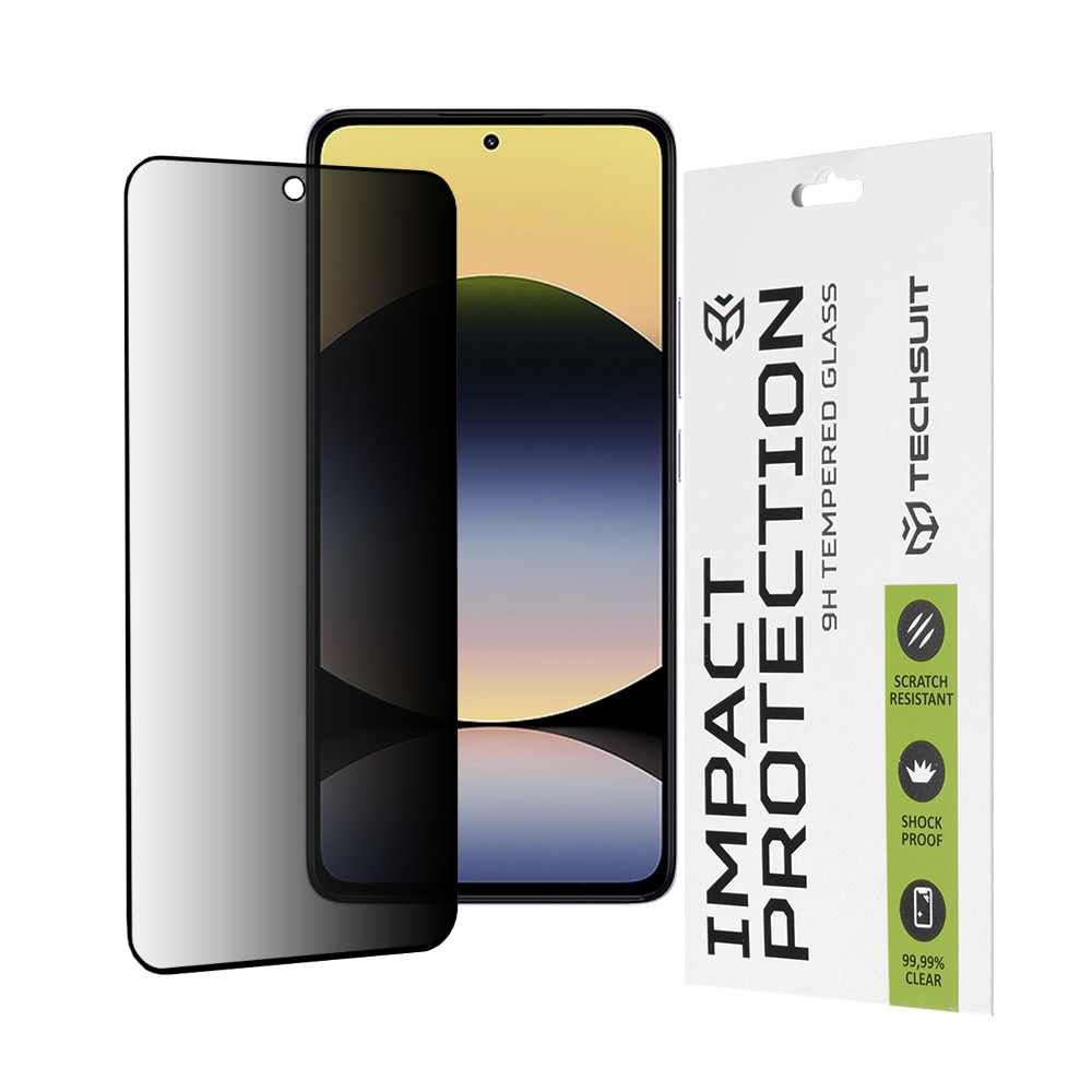 Folie de protectie Ecran Privacy Techsuit pentru Xiaomi Redmi Note 14 4G (Standard), Sticla Securizata, Full Glue, 111D