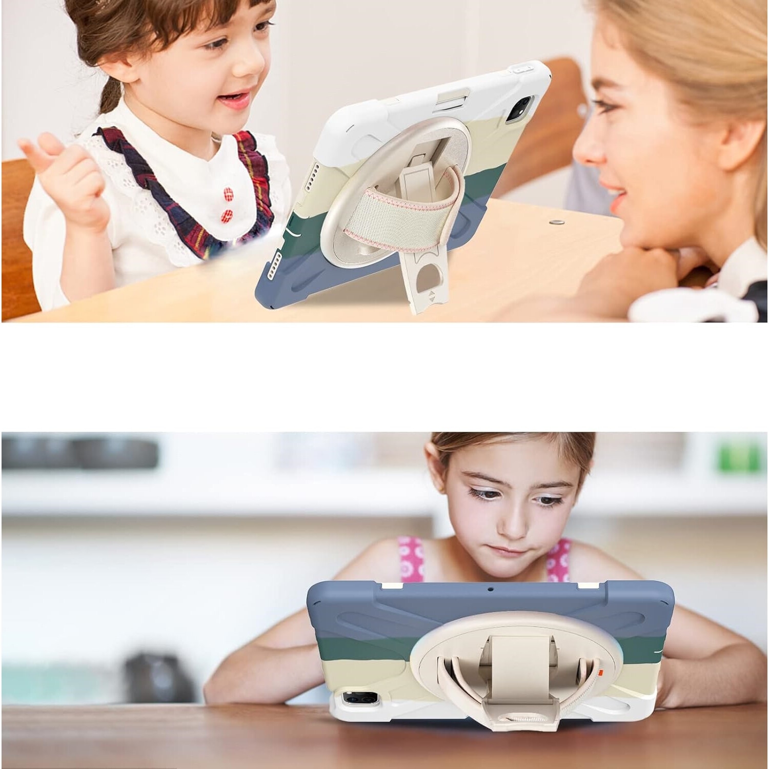 Husa pentru tableta iPad Pro 11", 3 straturi, suport rotativ 360°, multicolor