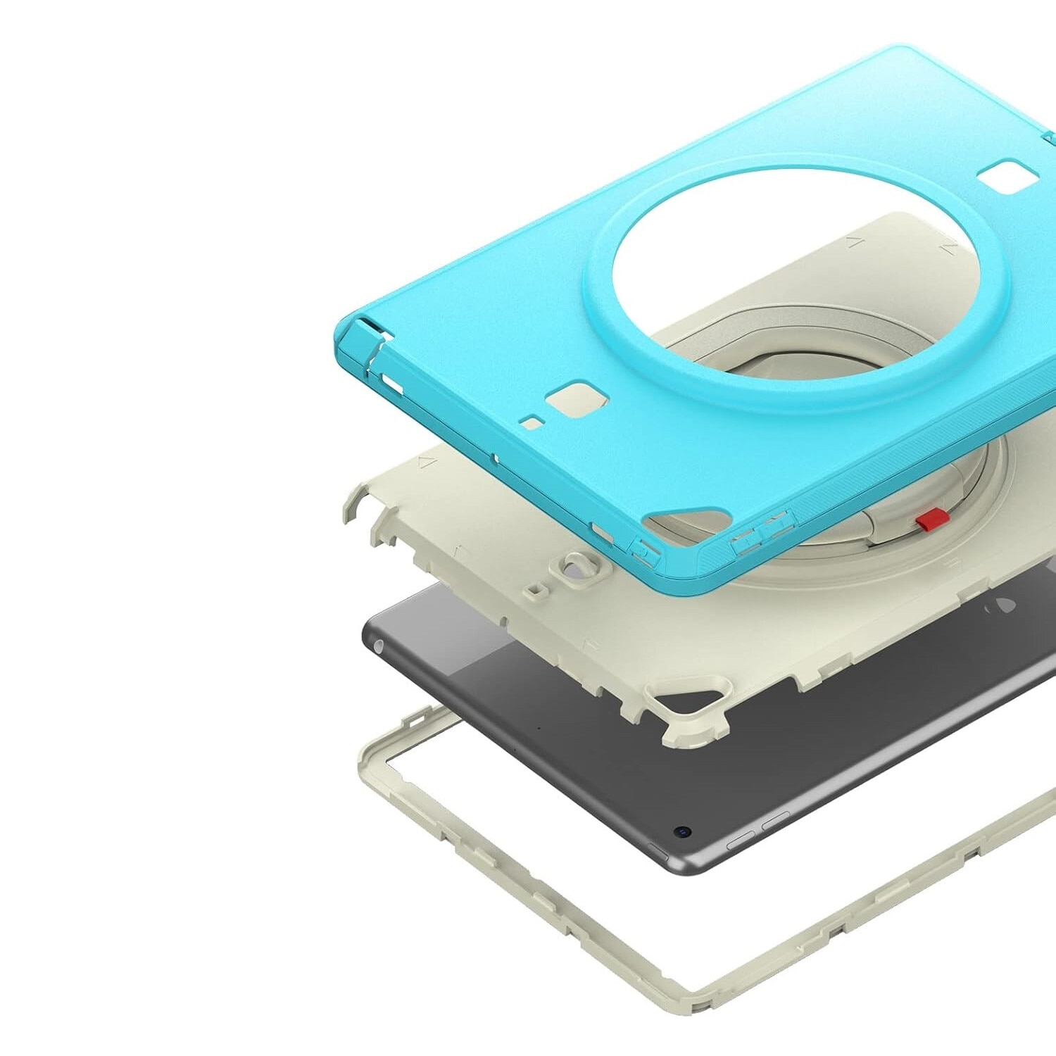 Husa tableta pentru iPad 8/9 10,2", turcoaz, cu suport si curea reglabila, constructie tripla