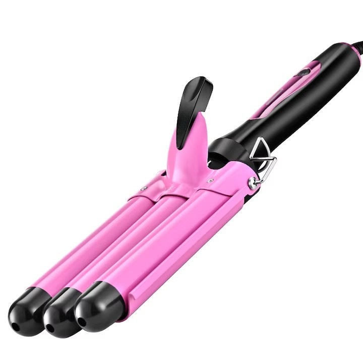 Ondulator de Par Ceramic Boxely, cu 3 Tuburi, 70W, Protectie Anti-Ardere, Incalzire Rapida, Clema pentru Suspendare in Timpul Incalzirii, Usor de Utilizat, Onduleuri Perfecte si Rezistente