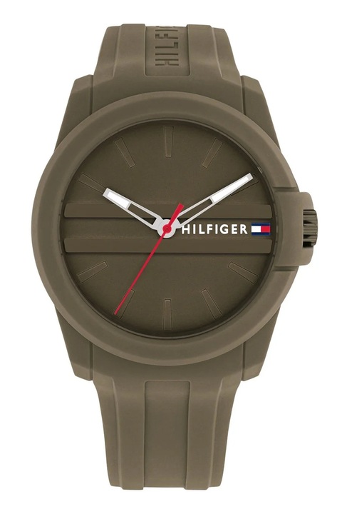 Tommy Hilfiger, Овален часовник със силиконова каишка, Каки