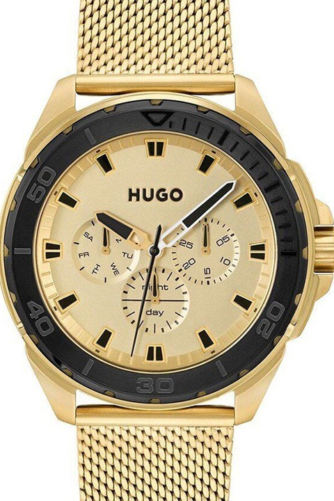 HUGO, Мултифункционален часовник от стомана, Златист
