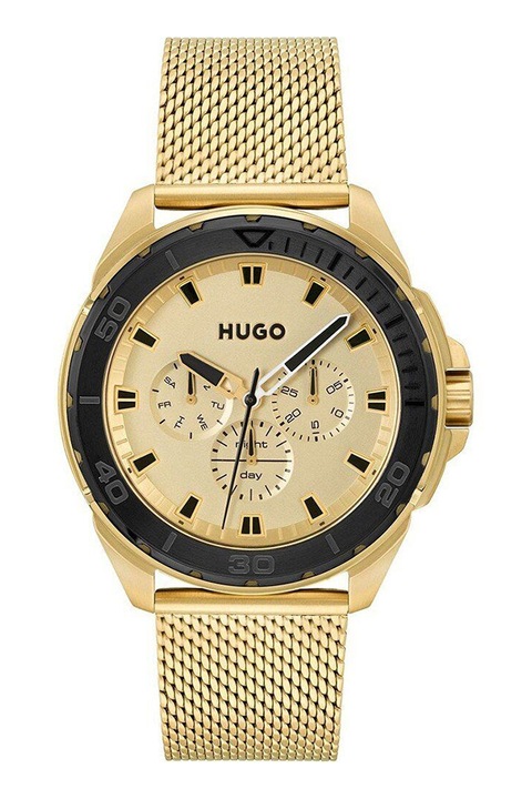HUGO, Мултифункционален часовник от стомана, Златист