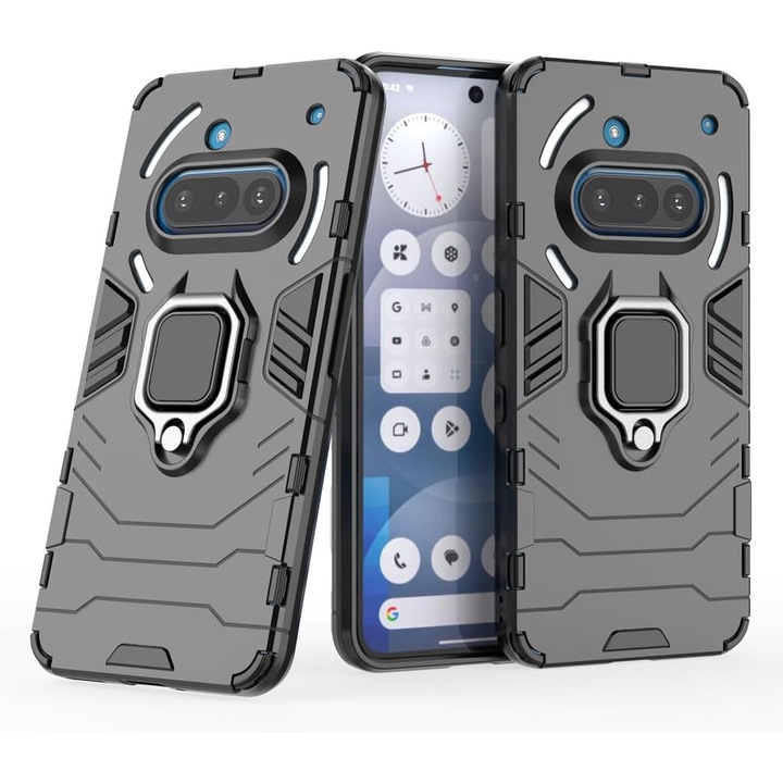 Ring Armor Kickstand Tough Case for Nothing Phone (3a) черен