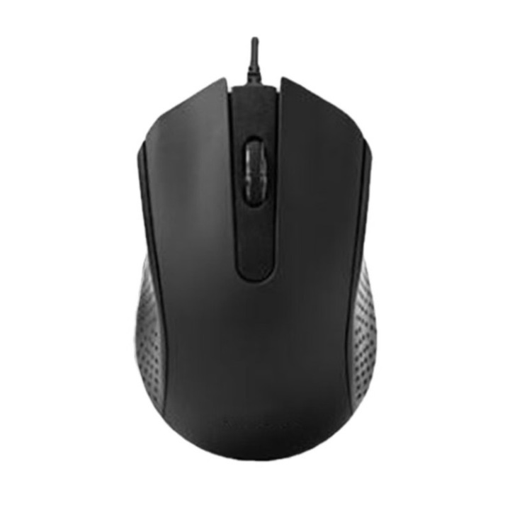 Mouse USB cu fir, ergonomic, negru, pentru birou si acasa