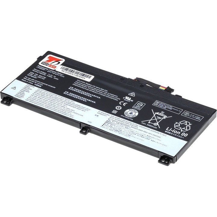 Батерия T6 Power съвместима с Lenovo ThinkPad T550, T560, W550s, вътрешна, 3900mAh, 44Wh, 3 клетки, Li-pol