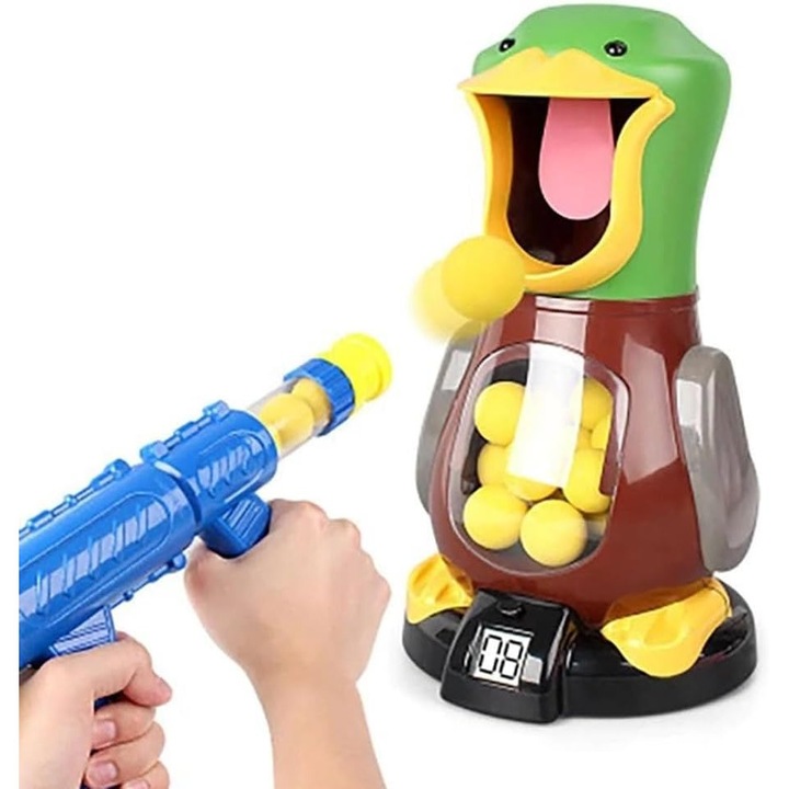 Interaktív ügyességi játék fegyverrel és elektronikus céltáblával