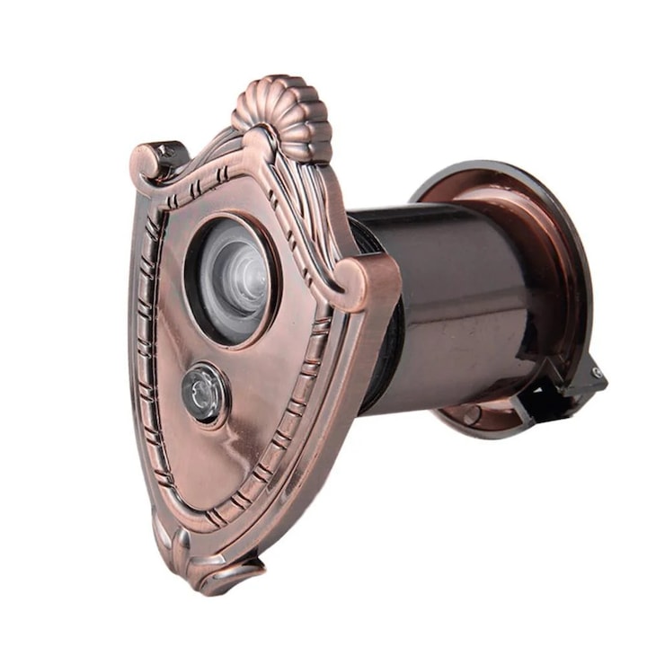 Vizor usa cu unghi larg, design vintage, ABS, diametru 35mm, culoare cupru