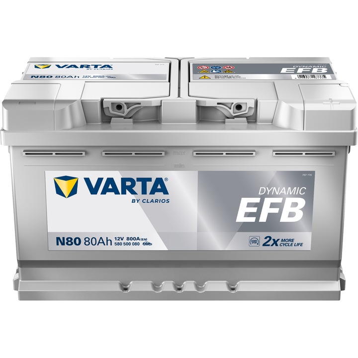 Автомобилен акумулатор Varta Dynamic EFB 80Ah 800A N80 580500080