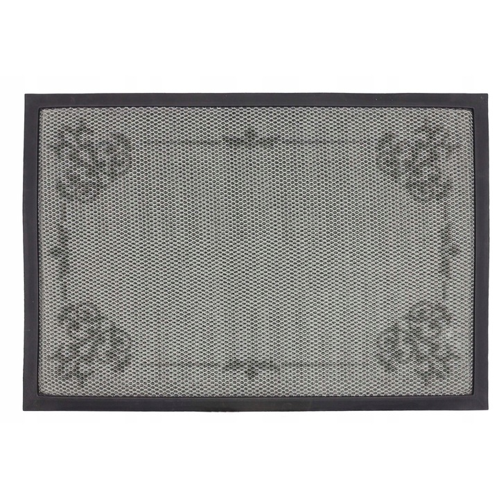 Противохлъзгаща се изтривалка за входна врата, elSimone, 3D ефект, 60 см, Противоплъзгаща се, Гумена, Външна, Абсорбираща, Практичен гумен ръб, За вътрешна и външна употреба, Сива