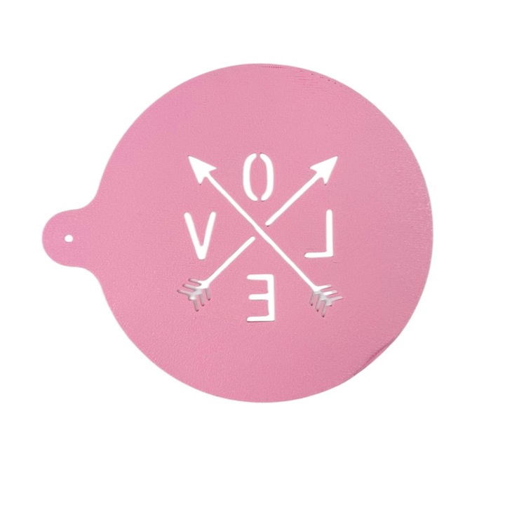 Форма за декориране на кафе, мляко, модел Love, пластмасова, розова