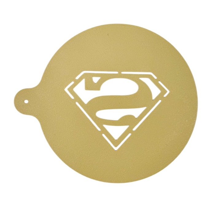Форма за декориране на кафе, мляко, модел Супермен, пластмаса, злато