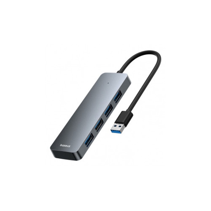 USB хъб Baseus UltraJoy 4 в 1, вход USB 3.0, изход 4 x USB 3.0, дължина на кабела 150 см, сив