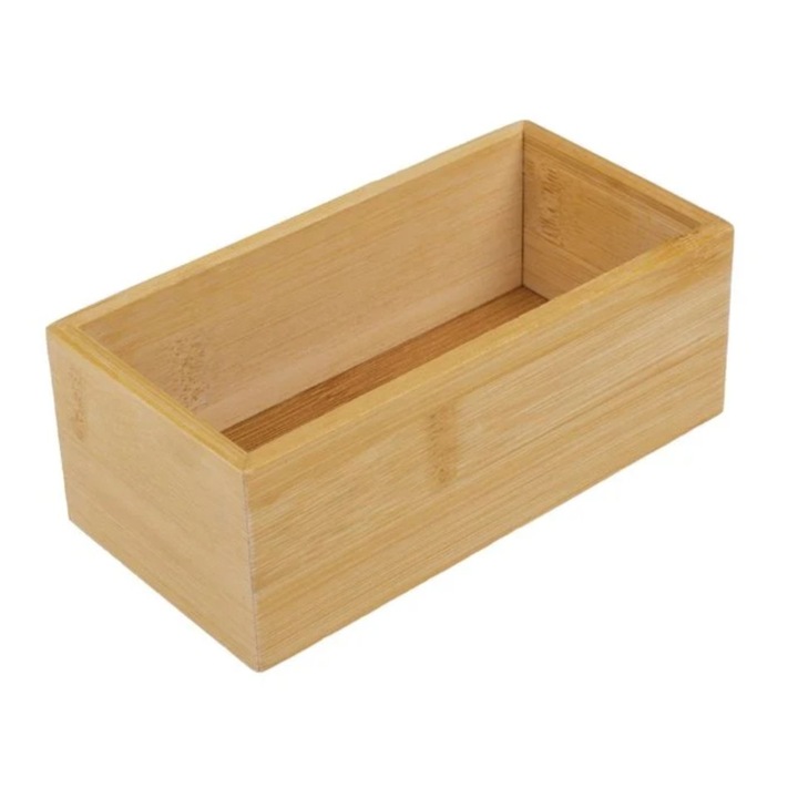 Cutie de depozitare din bambus, lemn, natur, 15x7.5X5.5cm