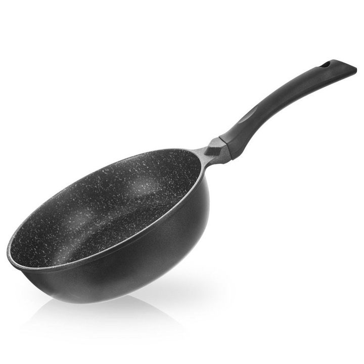 Тиган за пържене и варене на пара, Orion, Grande, 24 см, гранитно незалепващо покритие, черен, съвместим с всички видове котлони, подходящ за съдомиялна машина