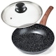 Set Tigaie Granitica Cu Capac Din Sticla, Vilde, Black&Wood, 20 cm, Tigaie Din Aluminiu Cu Strat Antiaderent Granitic, Capac Din Sticla, Rezistent La Caldura, Potrivita Pentru Toate Plitele, Maner Care Nu Se Incalzeste, Negru