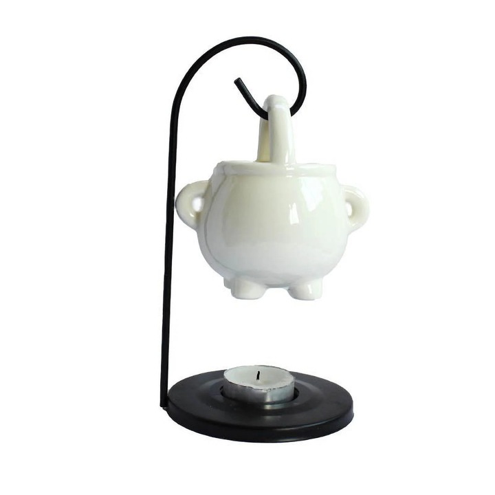 Lampa aromaterapie YANYXR, cazan ceramic negru, 10x10x20cm