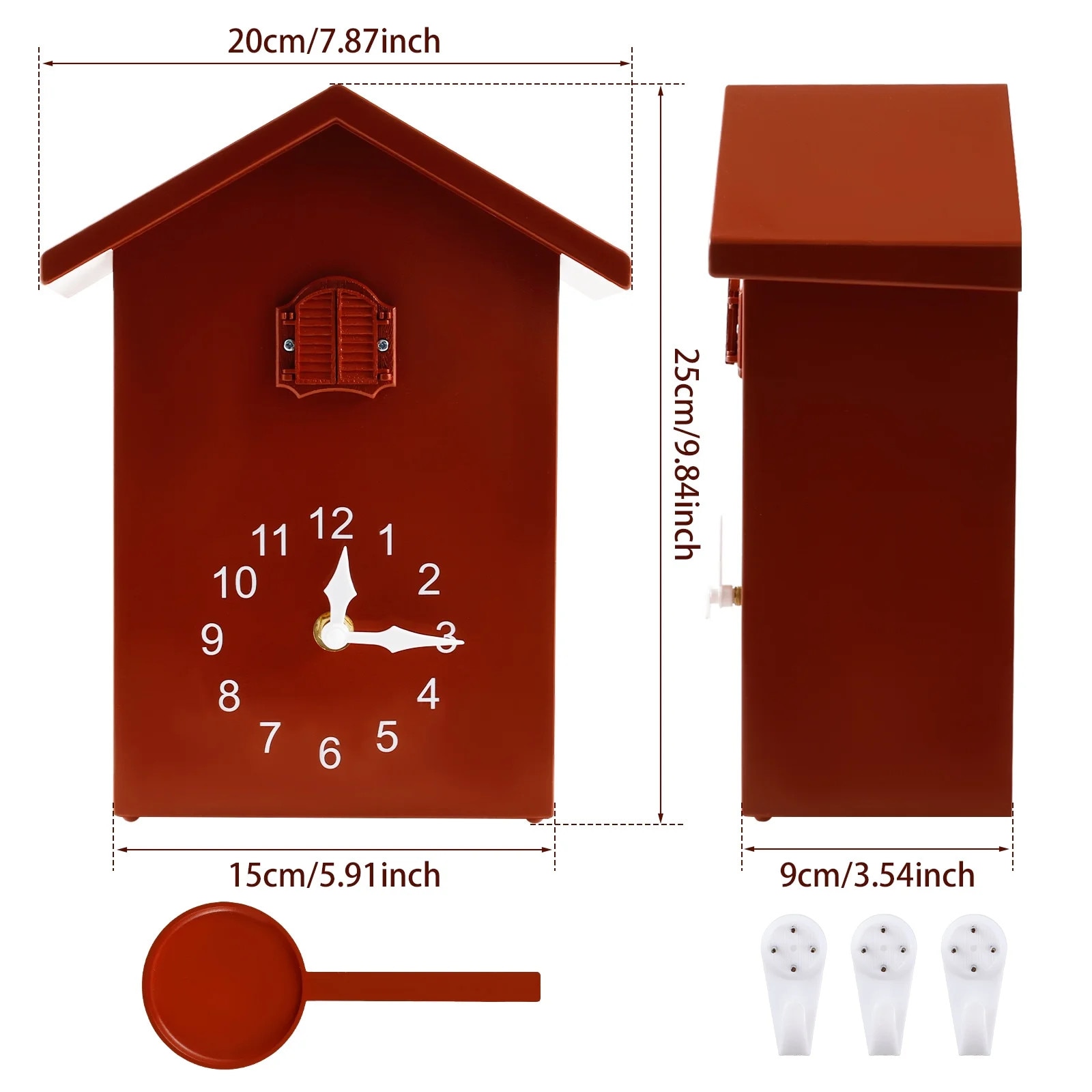 Ceas cu cuc Fokelyi, decorativ, alb, portocaliu, gri, 25x20x15x9cm