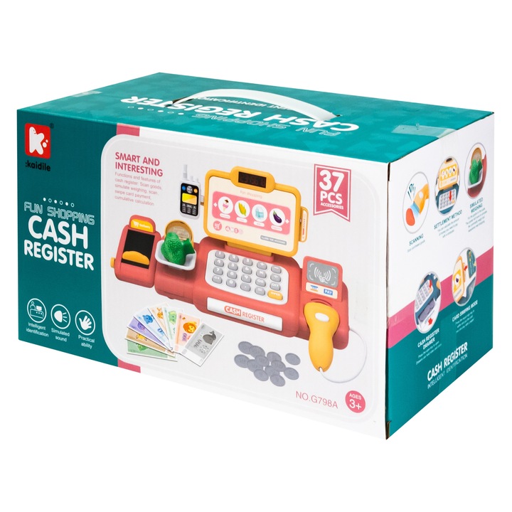 Комплект за игра супермаркет, click4TOYS, интерактивна каса със скенер и везна, включени аксесоари