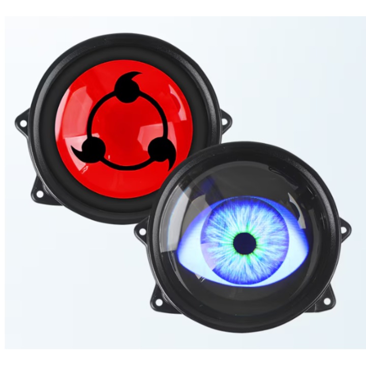 Комплект от 2x динамични лупи Devil Eyes, 3-инчов LED дисплей, WiFi контрол, съвместим с различни автомобили, INELAG