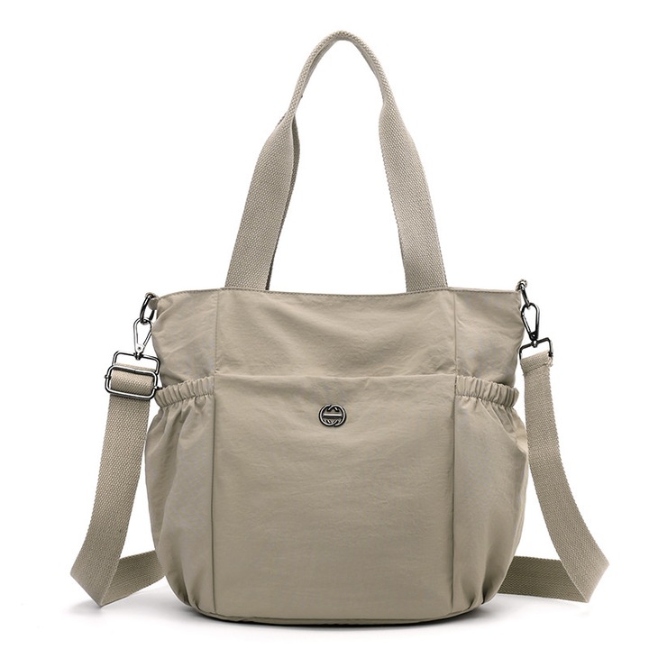 Női válltáska, WNANNAN, Casual, 30x26x17cm, 1 fő rekesz, nejlon, Krémszínű / Bézs, One-Size