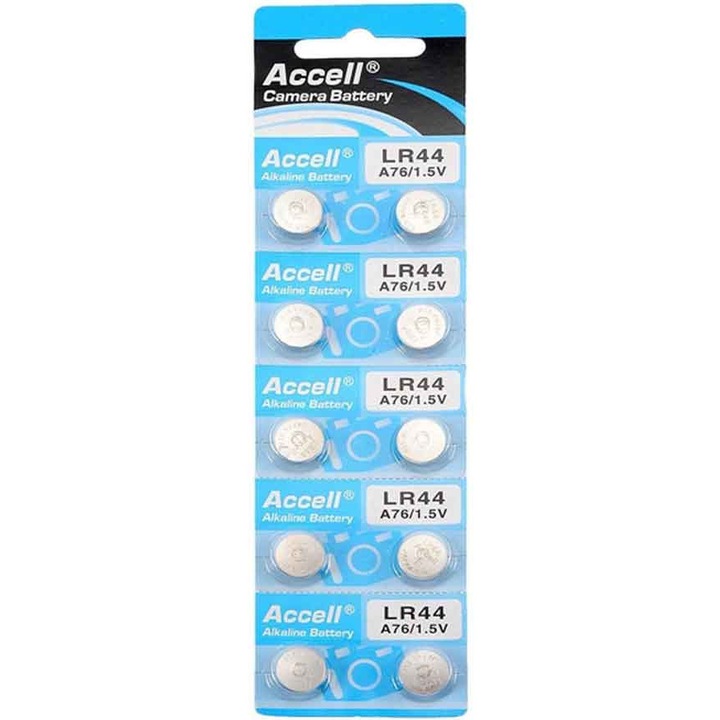 Elem, Accell AG13 LR44 G13, A76, GP76A, 357, SR44W alkáli 10 db / buborékfólia