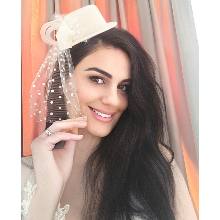 Palarie mireasa ivory cu voal scurt