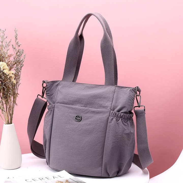 Geanta de umar pentru femei, WNANNAN, model Casual, mov, 30x26x17cm, 1 compartiment principal, nylon