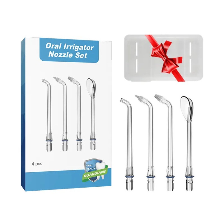 Set de capete de schimb, Pentru irigator oral, Dus bucal, JFlow M5 Travel, 4 bucati, Transparent