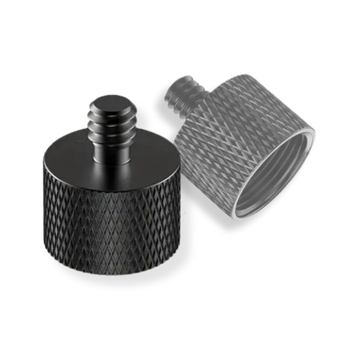 CR GAS alumínium mikrofonállvány-adapter, 5/8"-os anya- és 1/4"-es apa menet, mikrofonállványhoz, kameraállványhoz és hangrögzítő berendezésekhez, nagy szilárdságú adapter, fekete