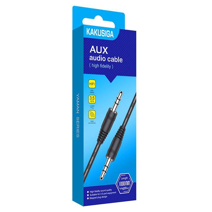 Kaku audiokábel (KSC-450), Jack 3,5 mm (M) - Jack 3,5 mm (M) - 1 m, fekete