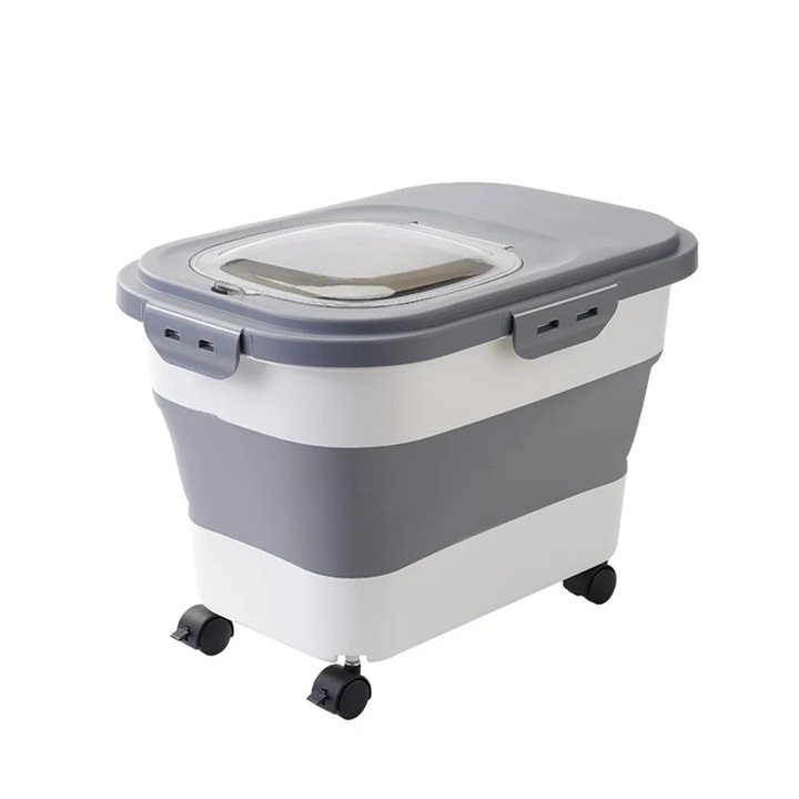 Recipient depozitare hrana caini ZYBLSSBB pliabil capacitate 33lb cu roti etans multicolor 18.54x11.02x12.01"