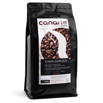 Cafea Boabe, Canario Cafe, 1 kg, Amestec echilibrat de Arabica si Robusta 80/20 Cafea Boabe, Canario Cafe, 1 kg, Amestec echilibrat de Arabica si Robusta 80/20