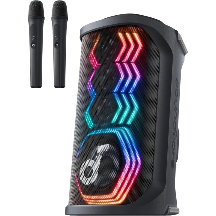 Преносима тонколона Anker SoundCore Rave 3S, 200 W, Bluetooth, Караоке AI, IPX4, 12-часов живот на батерията, Черен