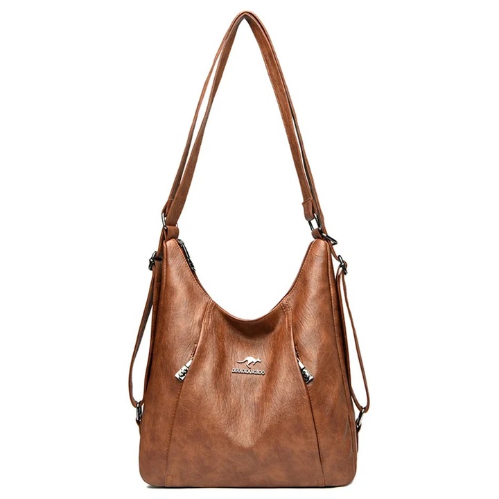 Női táska, barna, lakkbőr, keresztpántos modell, 32x33x12cm