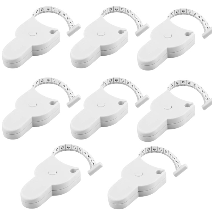 Set 8 Benzi de Masurare pentru Corp HOZRO, Alb - Solutia Perfecta pentru Monitorizarea Detaliata a Masurilor Corpului Tau, Precizie, Confort si Durabilitate intr-un Singur Pachet