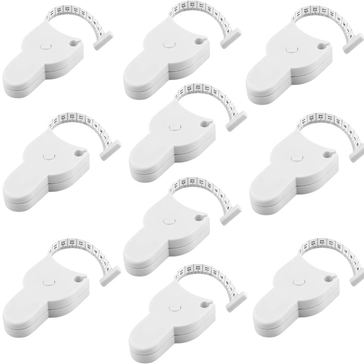 Set 10 Benzi de Masurare pentru Corp HOZRO, Alb - Solutia Perfecta pentru Monitorizarea Detaliata a Masurilor Corpului Tau, Precizie, Confort si Durabilitate intr-un Singur Pachet