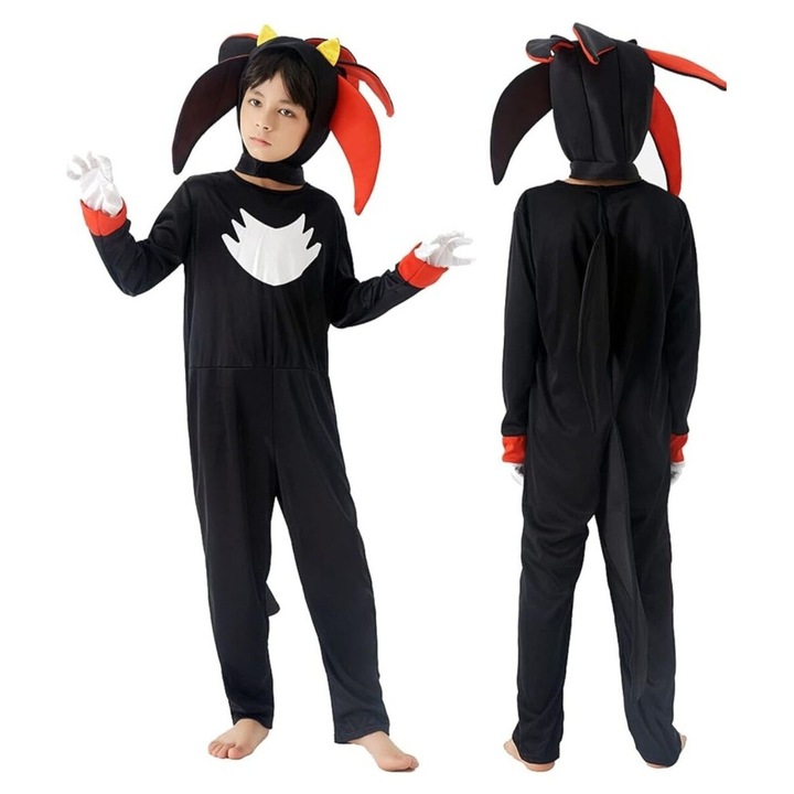 Детски костюм на таралежа Соник, черен, 7-8 години, Funny Party Shop®