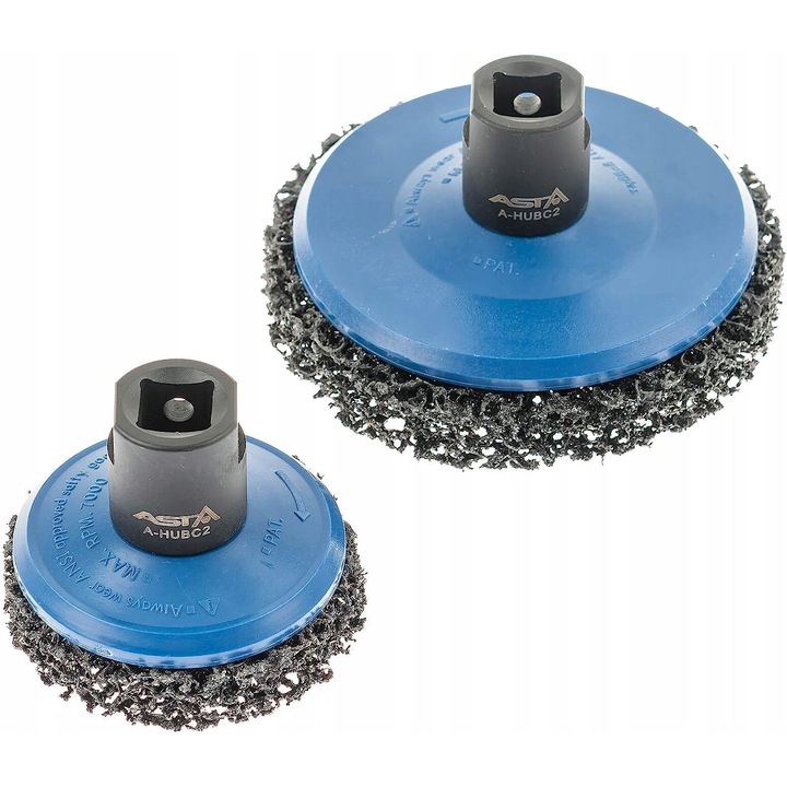 Въртящи се четки за почистване на главини и дискове, Asta, Professional, 1/2'' дръжка, Комплект 2 броя, Сини, Синтетични влакна, Диаметър 105 мм