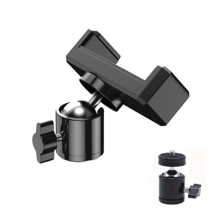 Suport SkyTechs® pentru trepied cu cap sferic 360 de grade pentru camera de smartphone cu clema universala, filet de 1/4 de inch