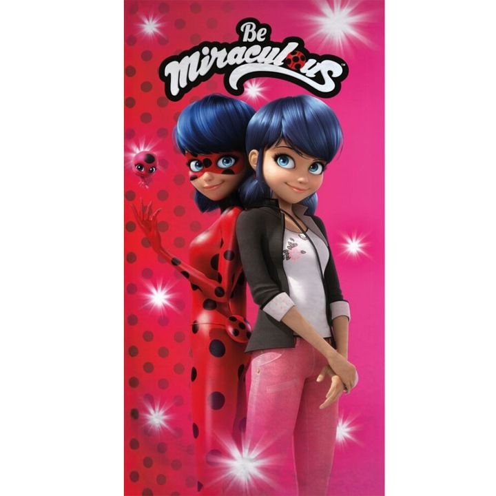 Хавлия за баня Ladybug and Cat Noir Secret Identity, плажна кърпа 70x140см (Fast Dry)